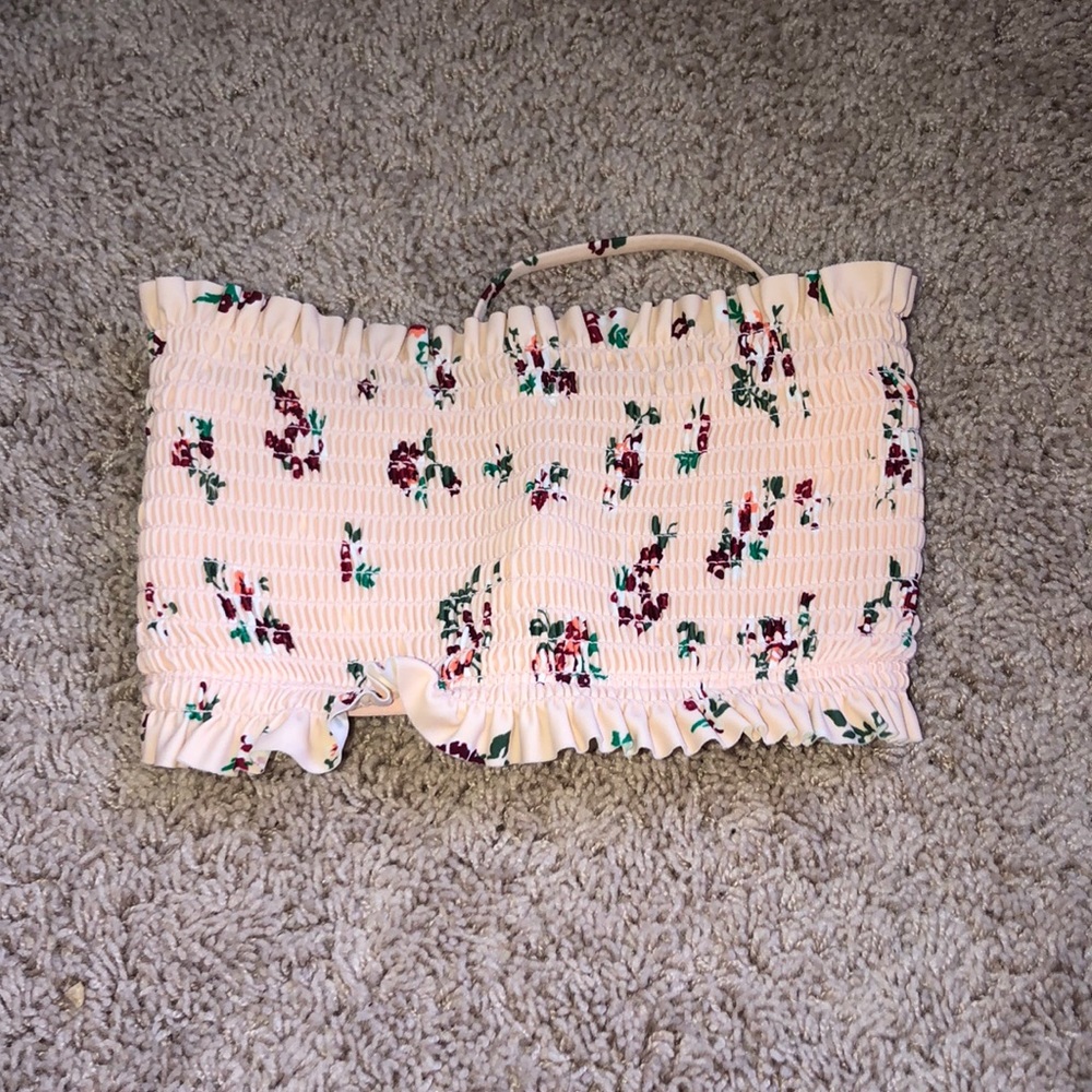 light pink strapless bathing suit top